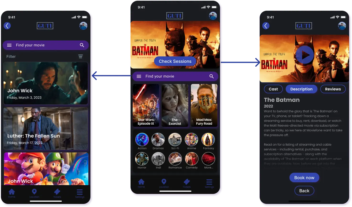 Final app screens