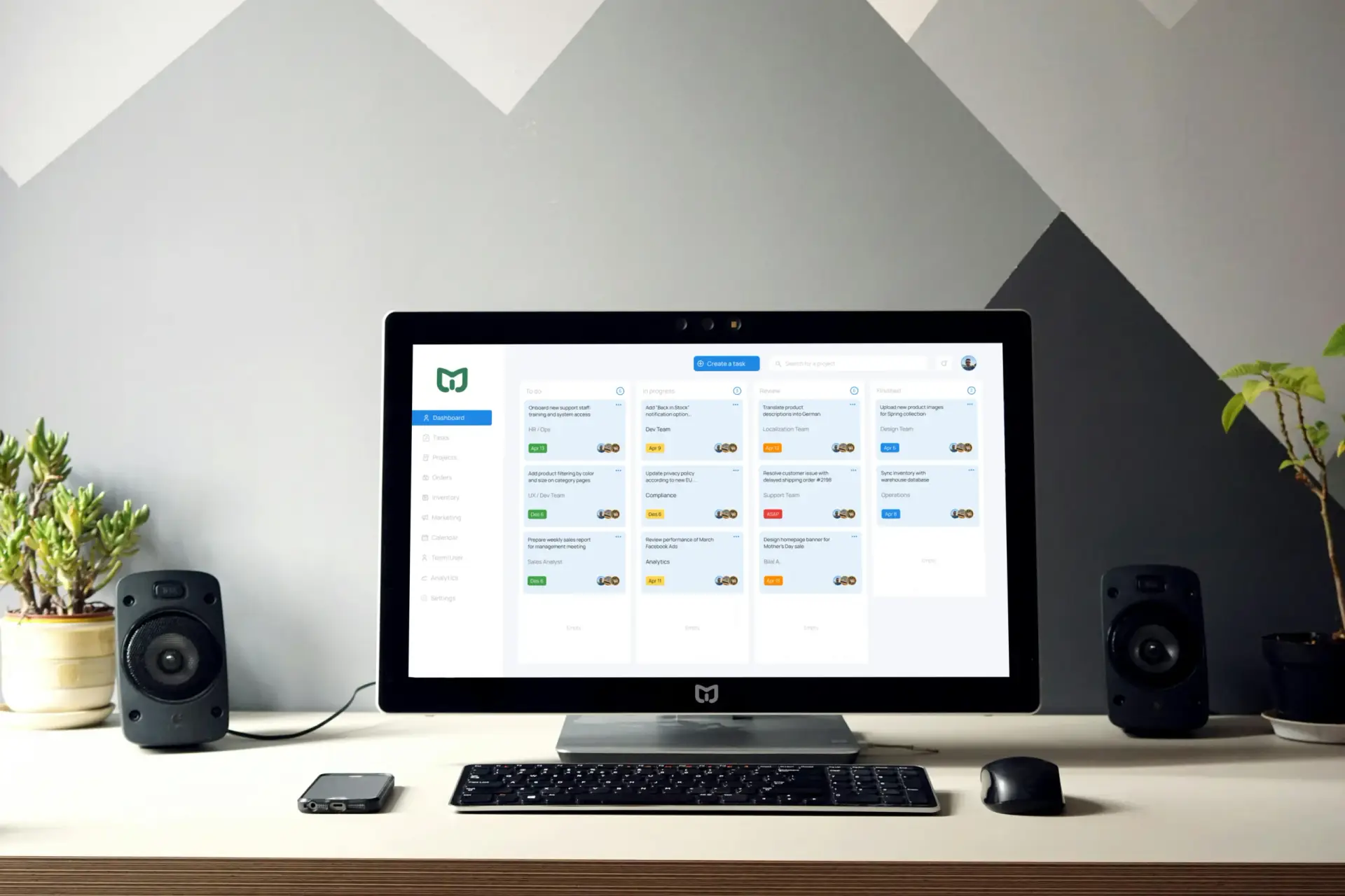 E-commerce Task Management Dashboard – Kanban View