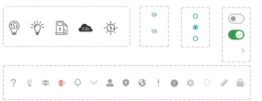 Nuasol icons, radio buttons and toggles